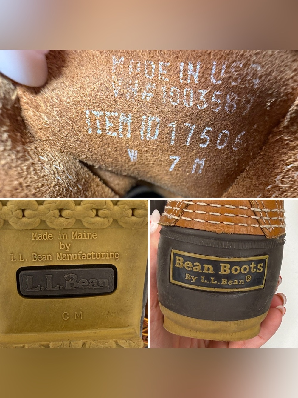 L.L.Bean Bean Boots Women’s 7M Made in Maine Brown Tan Leather Duck Rain Boots Y - Picture 9 of 9